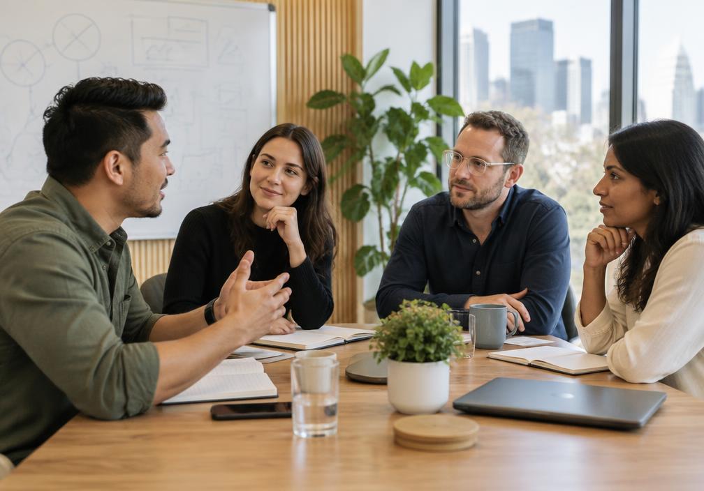 Modern technology workplace in warm natural light